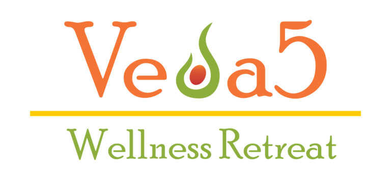 Veda5 Wellness Ayurveda Naturopathy Yoga Retreat Rishikesh Kerala Goa India Logo Health Fitness Dubai 768x353